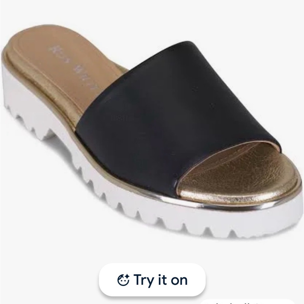 Ron White Black and Gold Carley  Slide Sandal for Women